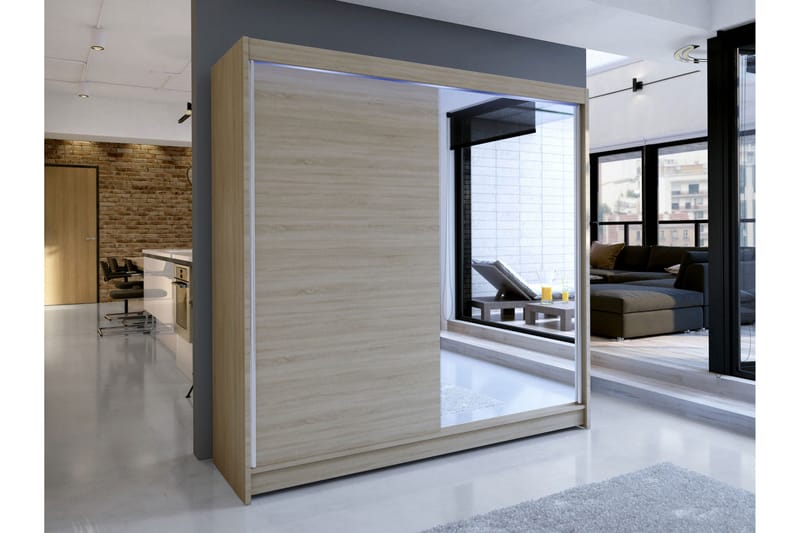 Canderbury Garderobe Med Speil 180x215 cm - Brun - Oppbevaring - Klesoppbevaring - Garderober & garderobesystem