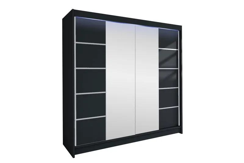 Canderbury Garderobe Med Speil 180x215 cm, Grå