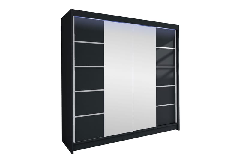Canderbury Garderobe Med Speil 180x215 cm - Grå - Oppbevaring - Klesoppbevaring - Garderober & garderobesystem