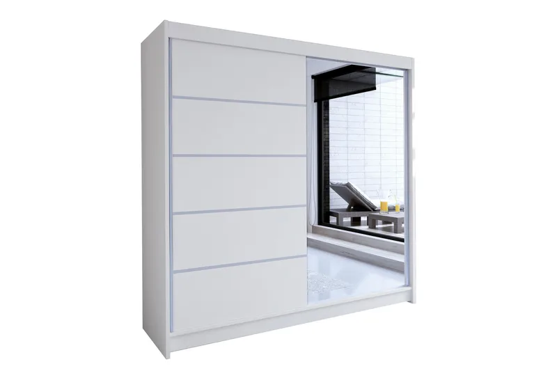 Canderbury Garderobe med Speil 180x215 cm, Hvit