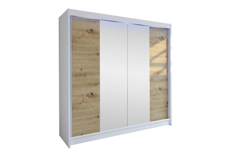 Canderbury Garderobe Med Speil 180x215 cm - Hvit/Brun - Oppbevaring - Klesoppbevaring - Garderober & garderobesystem