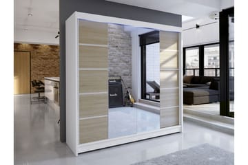 Canderbury Garderobe Med Speil 180x215 cm - Hvit/Brun - Oppbevaring - Klesoppbevaring - Garderober & garderobesystem