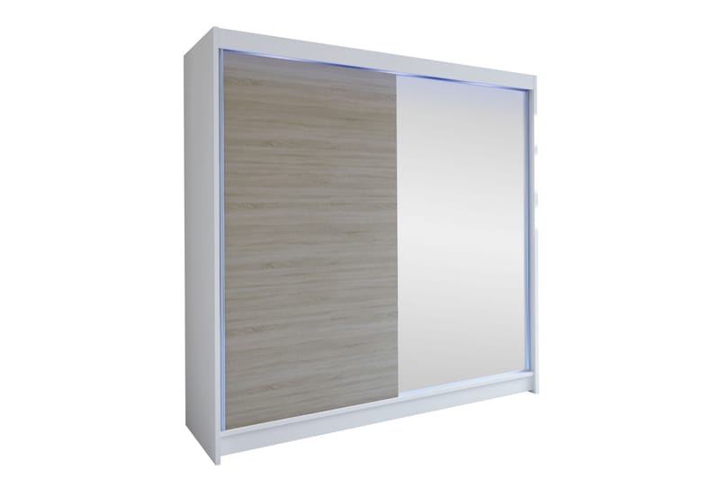 Canderbury Garderobe Med Speil 180x215 cm - Hvit/Brun - Oppbevaring - Klesoppbevaring - Garderober & garderobesystem