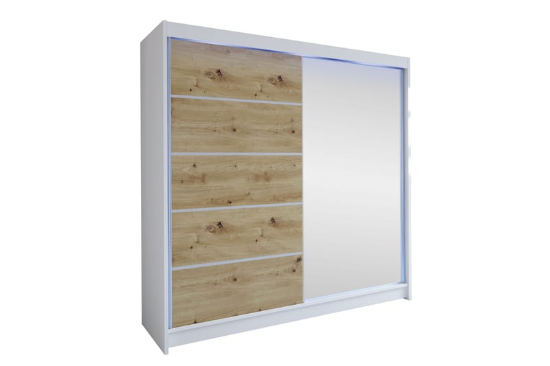 Canderbury Garderobe Med Speil 180x215 cm - Hvit/Brun - Oppbevaring - Klesoppbevaring - Garderober & garderobesystem