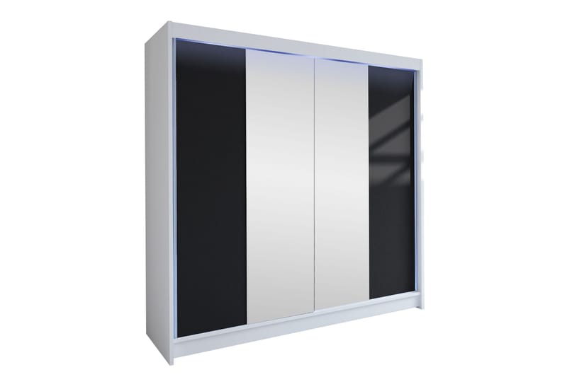Canderbury Garderobe Med Speil 180x215 cm - Hvit/Sort - Oppbevaring - Klesoppbevaring - Garderober & garderobesystem