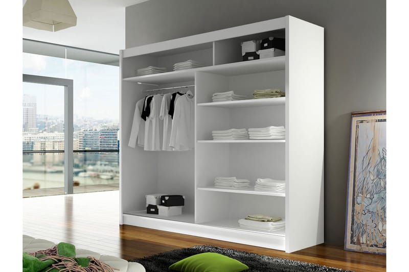 Canderbury Garderobe Med Speil 180x215 cm - Hvit/Sort - Oppbevaring - Klesoppbevaring - Garderober & garderobesystem