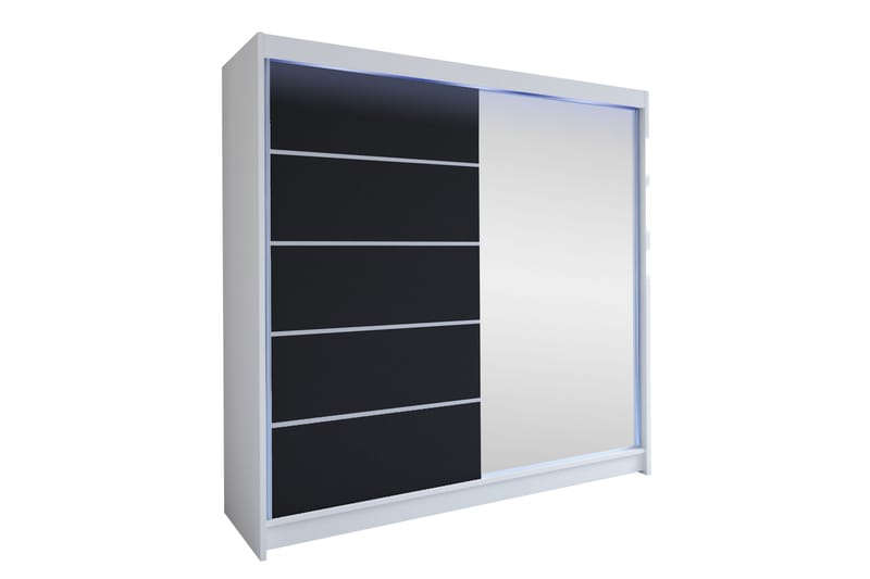 Canderbury Garderobe Med Speil 180x215 cm - Hvit/Sort - Oppbevaring - Klesoppbevaring - Garderober & garderobesystem