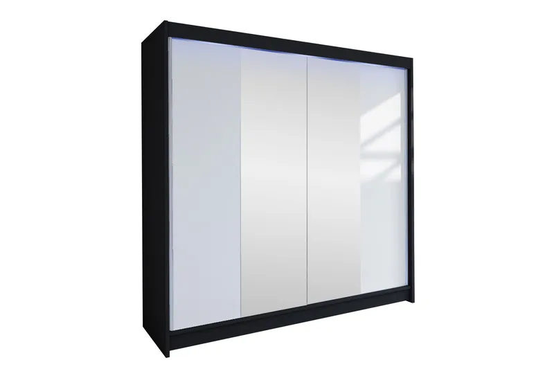 Canderbury Garderobe Med Speil 180x215 cm - Svart Og Hvitt - Oppbevaring - Klesoppbevaring - Garderober & garderobesystem