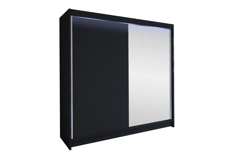 Canderbury Garderobe Med Speil 180x215 cm - Svart - Oppbevaring - Klesoppbevaring - Garderober & garderobesystem