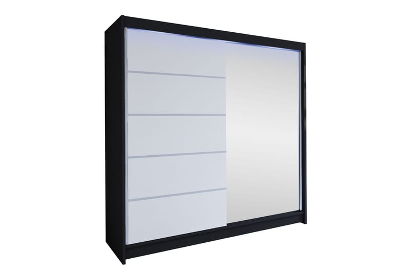 Canderbury Garderobe Med Speil 180x215 cm - Svart - Oppbevaring - Klesoppbevaring - Garderober & garderobesystem