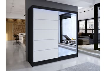 Canderbury Garderobe Med Speil 180x215 cm - Svart - Oppbevaring - Klesoppbevaring - Garderober & garderobesystem