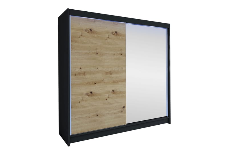 Canderbury Garderobe Med Speil 180x215 cm - Svart/Brun - Oppbevaring - Klesoppbevaring - Garderober & garderobesystem