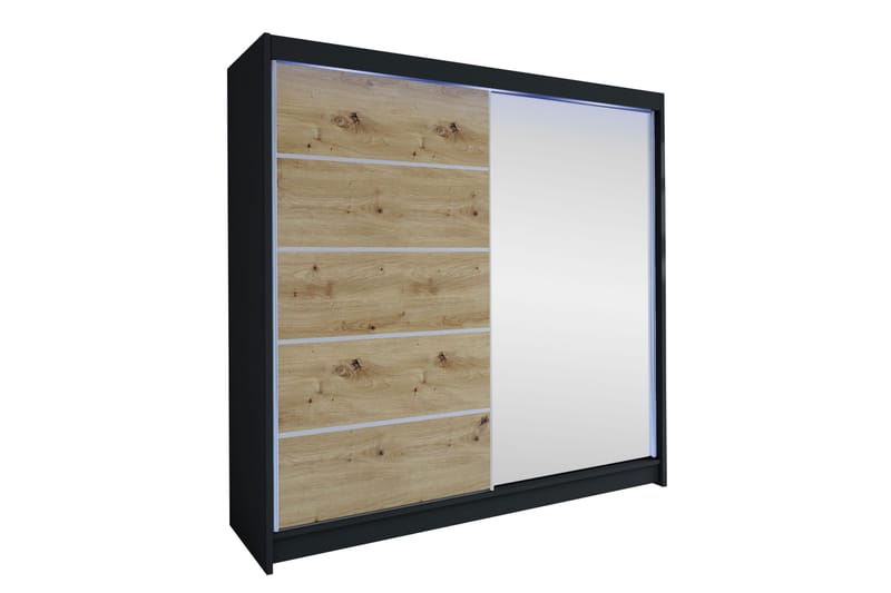 Canderbury Garderobe Med Speil 180x215 cm - Svart/Brun - Oppbevaring - Klesoppbevaring - Garderober & garderobesystem