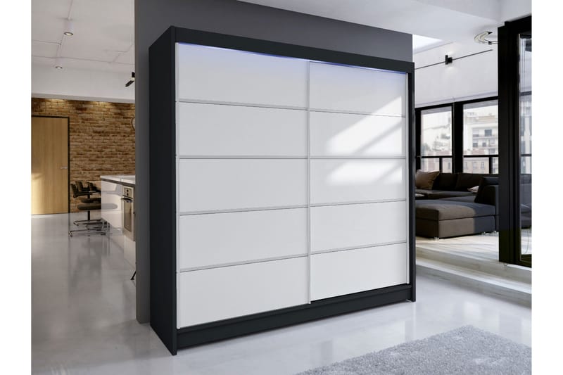 Canderbury Garderobeskap 180x215 cm - Svart Og Hvitt - Oppbevaring - Klesoppbevaring - Garderober & garderobesystem