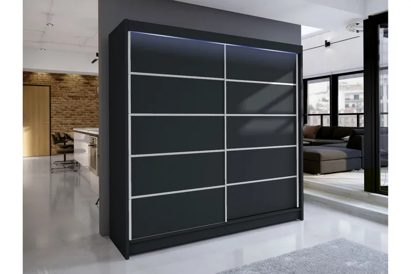 Canderbury Garderobeskap 180x215 cm - Svart - Oppbevaring - Klesoppbevaring - Garderober & garderobesystem