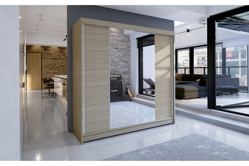 Canderbury Klesskap i Plast med Glassdetaljer - Beige|Hvit - Oppbevaring - Klesoppbevaring - Garderober & garderobesystem