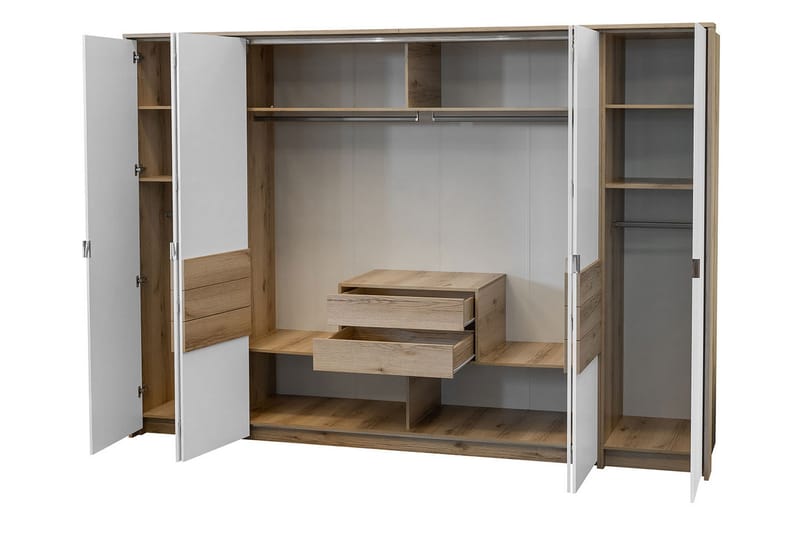 Capira Garderobe i Tre - Hvit|Beige - Oppbevaring - Klesoppbevaring - Garderober & garderobesystem