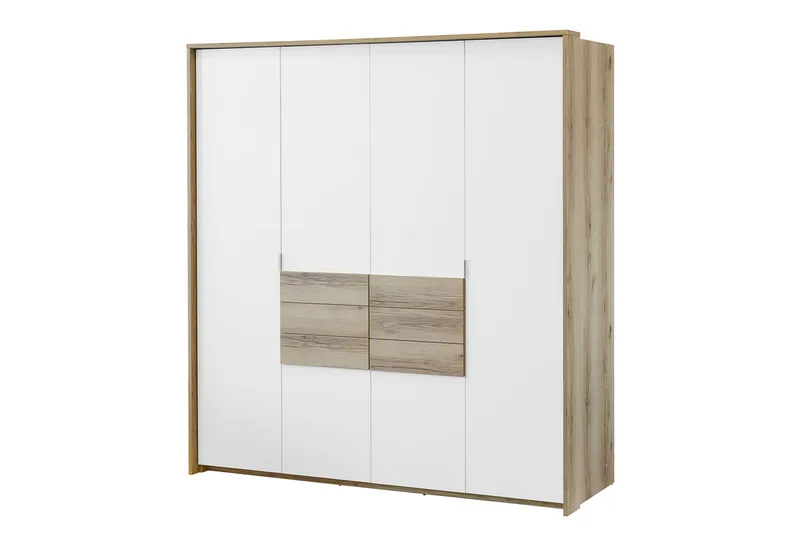 Capira Garderobe med Oppbevaring 208 cm med Eikeutseende, Hvit|Brun