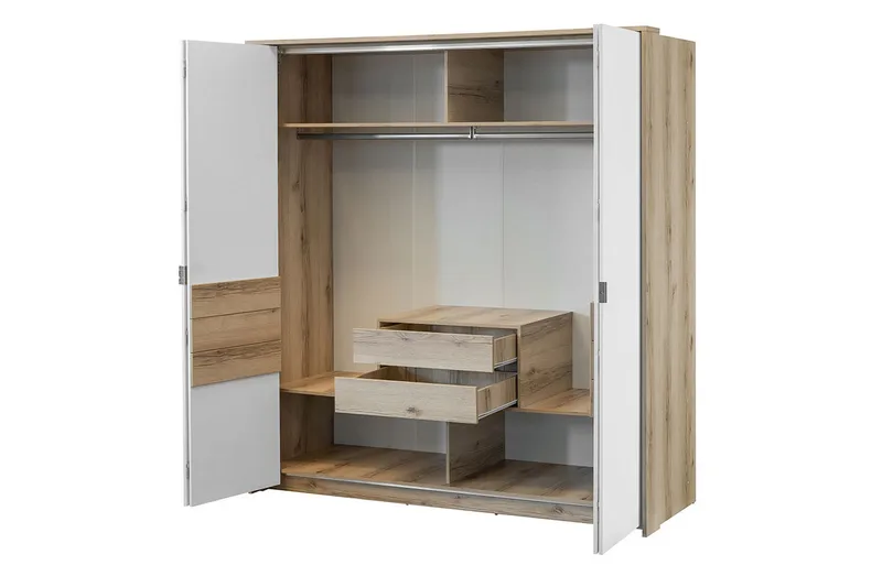 Capira Garderobe med Oppbevaring 208 cm med Eikeutseende - Hvit|Brun - Oppbevaring - Klesoppbevaring - Garderober & garderobesystem