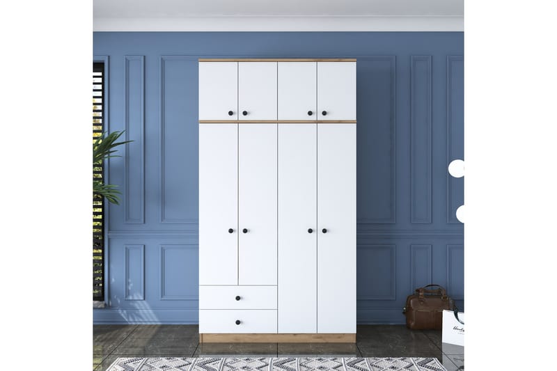 Caturai Garderobe 120 cm - Valnøtt/Hvit - Oppbevaring - Klesoppbevaring - Garderober & garderobesystem