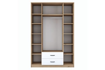 Caturai Garderobe med Speil - Valnøtt/Hvit - Oppbevaring - Klesoppbevaring - Garderober & garderobesystem