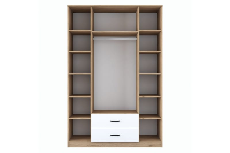 Caturai Garderobe med Speil - Valnøtt/Hvit - Oppbevaring - Klesoppbevaring - Garderober & garderobesystem