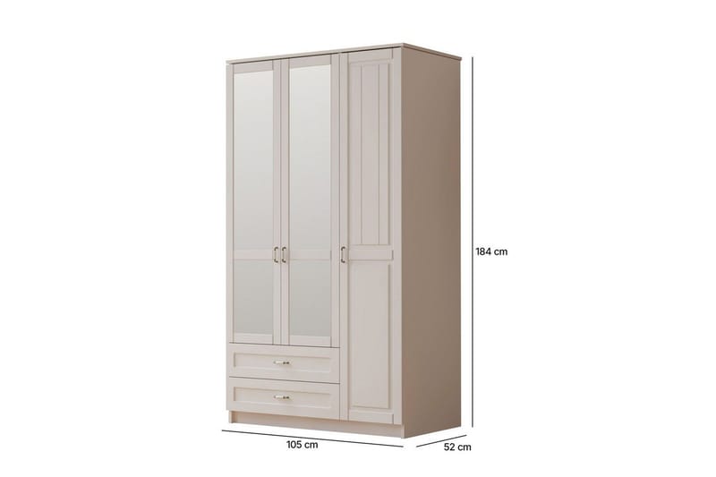 Ceynor Garderobesskåp 105x184 cm - Matt Hvit - Oppbevaring - Klesoppbevaring - Garderober & garderobesystem - Garderobeskap & klesskap