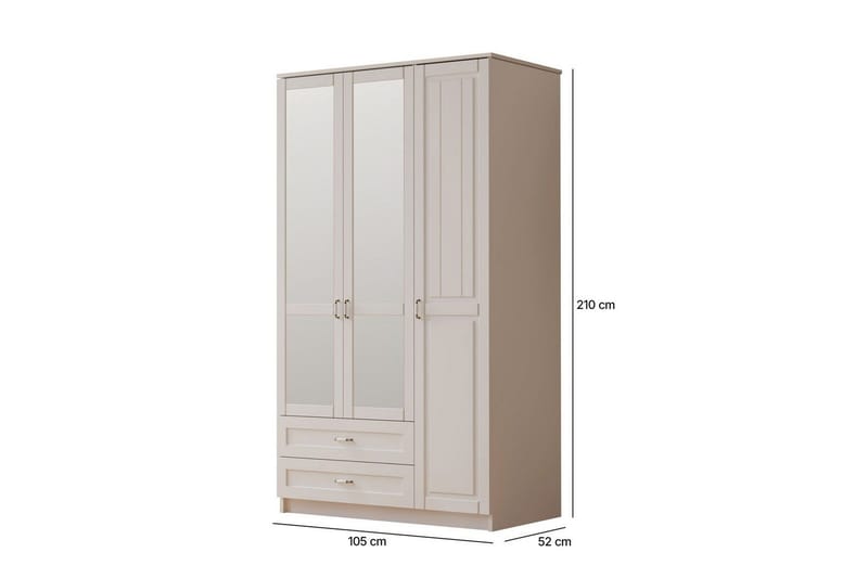 Ceynor Garderobesskåp 105x210 cm - Matt Hvit - Oppbevaring - Klesoppbevaring - Garderober & garderobesystem - Garderobeskap & klesskap