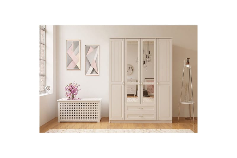 Ceynor Garderobesskåp 140x184 cm - Matt Hvit - Oppbevaring - Klesoppbevaring - Garderober & garderobesystem - Garderobeskap & klesskap