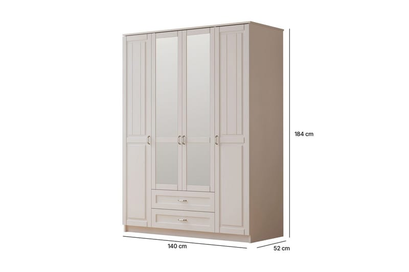 Ceynor Garderobesskåp 140x184 cm - Matt Hvit - Oppbevaring - Klesoppbevaring - Garderober & garderobesystem - Garderobeskap & klesskap