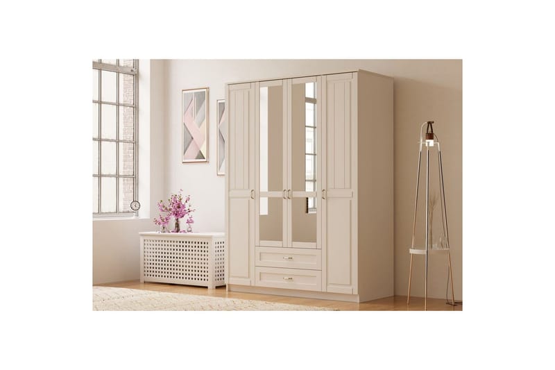 Ceynor Garderobesskåp 140x184 cm - Matt Hvit - Oppbevaring - Klesoppbevaring - Garderober & garderobesystem - Garderobeskap & klesskap