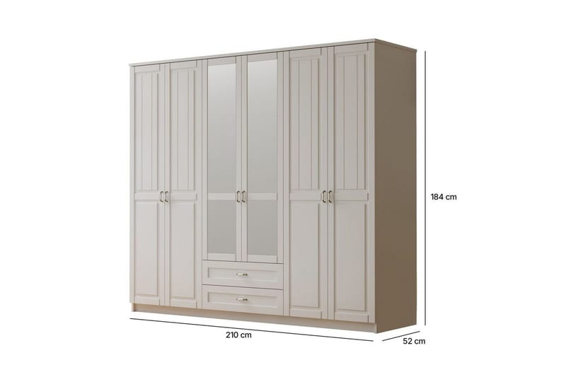 Ceynor Garderobesskåp 210x184 cm - Matt Hvit - Oppbevaring - Klesoppbevaring - Garderober & garderobesystem - Garderobeskap & klesskap