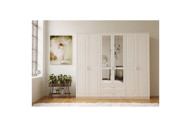 Ceynor Garderobesskåp 210x184 cm - Matt Hvit - Oppbevaring - Klesoppbevaring - Garderober & garderobesystem - Garderobeskap & klesskap