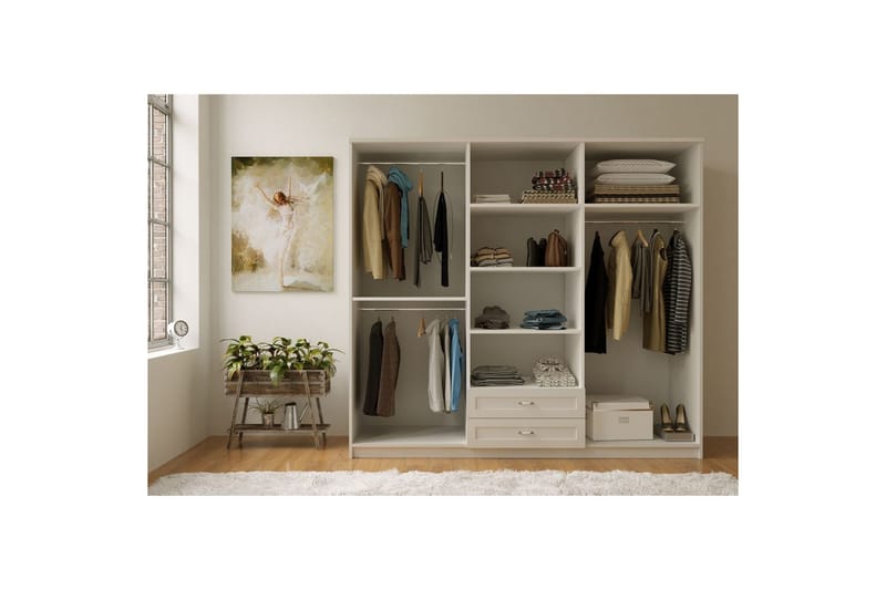 Ceynor Garderobesskåp 210x184 cm - Matt Hvit - Oppbevaring - Klesoppbevaring - Garderober & garderobesystem - Garderobeskap & klesskap