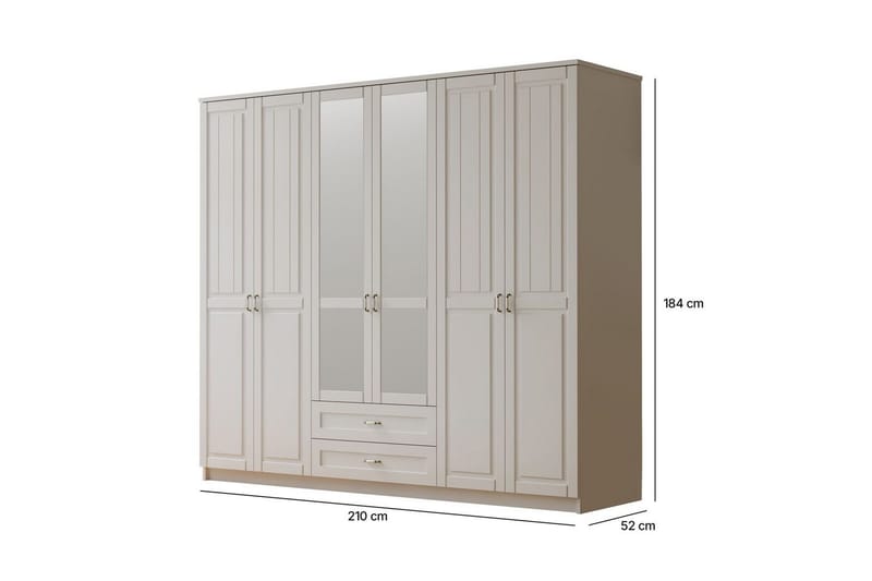 Ceynor Garderobesskåp 210x184 cm - Matt Hvit - Oppbevaring - Klesoppbevaring - Garderober & garderobesystem - Garderobeskap & klesskap