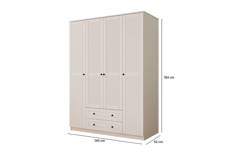 Ceyras Garderobe 140x184 cm - Matt Hvit - Oppbevaring - Klesoppbevaring - Garderober & garderobesystem