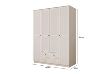 Ceyras Garderobe 140x184 cm - Matt Hvit - Oppbevaring - Klesoppbevaring - Garderober & garderobesystem