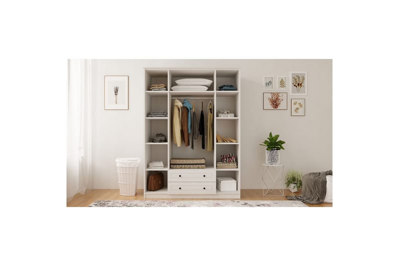 Ceyras Garderobe 140x184 cm - Matt Hvit - Oppbevaring - Klesoppbevaring - Garderober & garderobesystem