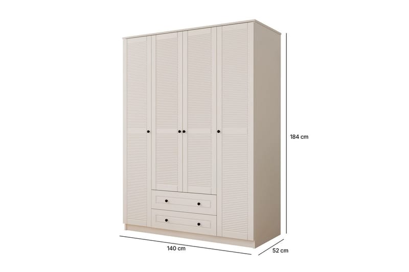 Ceyras Garderobe 140x184 cm - Matt Hvit - Oppbevaring - Klesoppbevaring - Garderober & garderobesystem