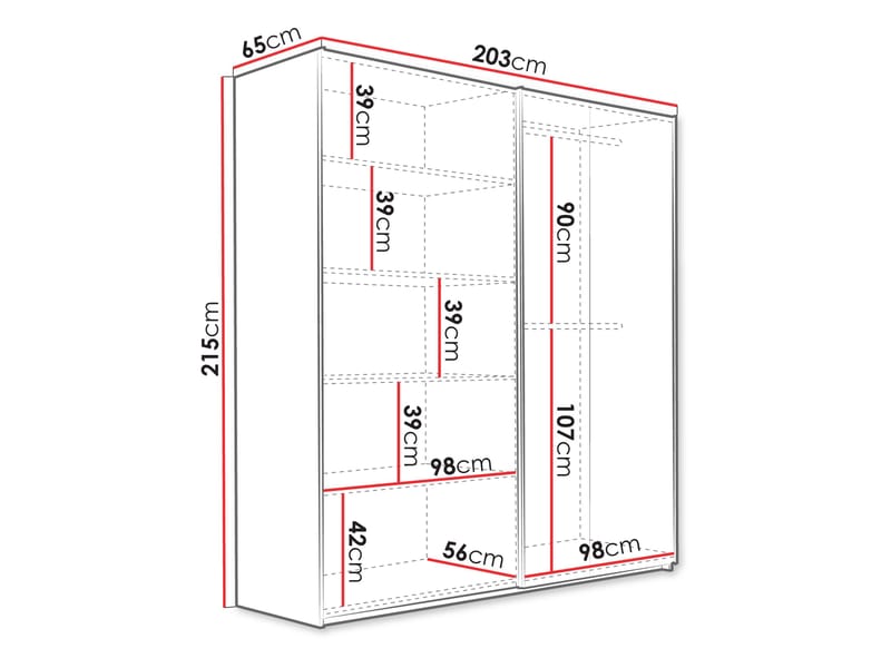 Ceyris Garderobeskap med Speil 203 cm - Oppbevaring - Klesoppbevaring - Garderober & garderobesystem