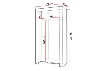 Cezar Garderobeskap 100 cm i Tre - Beige - Oppbevaring - Klesoppbevaring - Garderober & garderobesystem