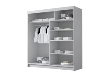 Chavez Garderobe med Speil 180x215 cm - Hvit - Oppbevaring - Klesoppbevaring - Garderober & garderobesystem