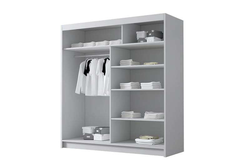 Chavez Garderobe med Speil 180x215 cm - Svart - Oppbevaring - Klesoppbevaring - Garderober & garderobesystem