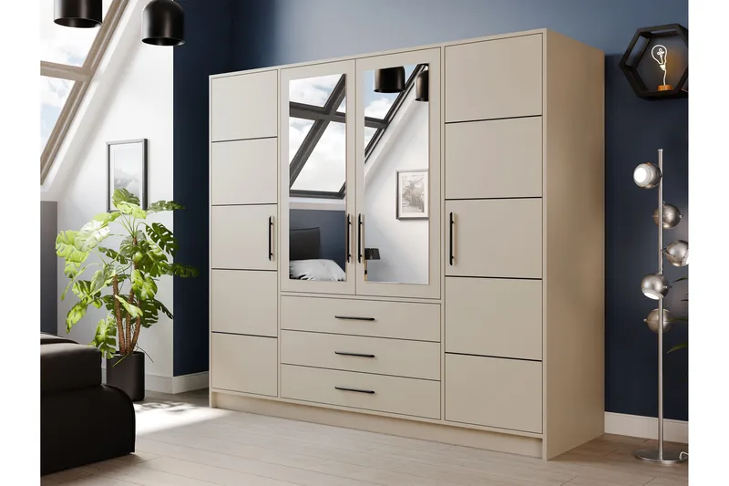 Chavez Garderobeskap 196x200 cm - Beige - Oppbevaring - Klesoppbevaring - Garderober & garderobesystem