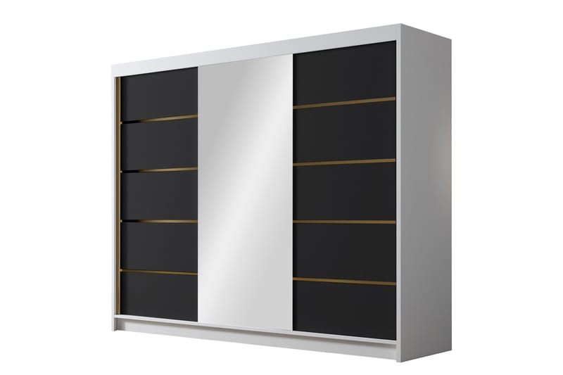 Cinerea Garderobe med Speil 250x215 cm, Svart/Hvit