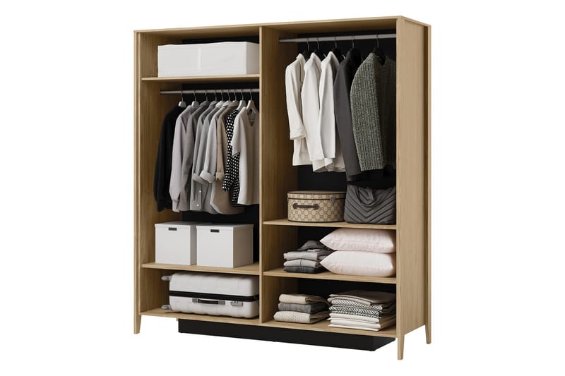 Cocorna Garderobeskap Med Speil 201x216 cm - Beige - Oppbevaring - Klesoppbevaring - Garderober & garderobesystem