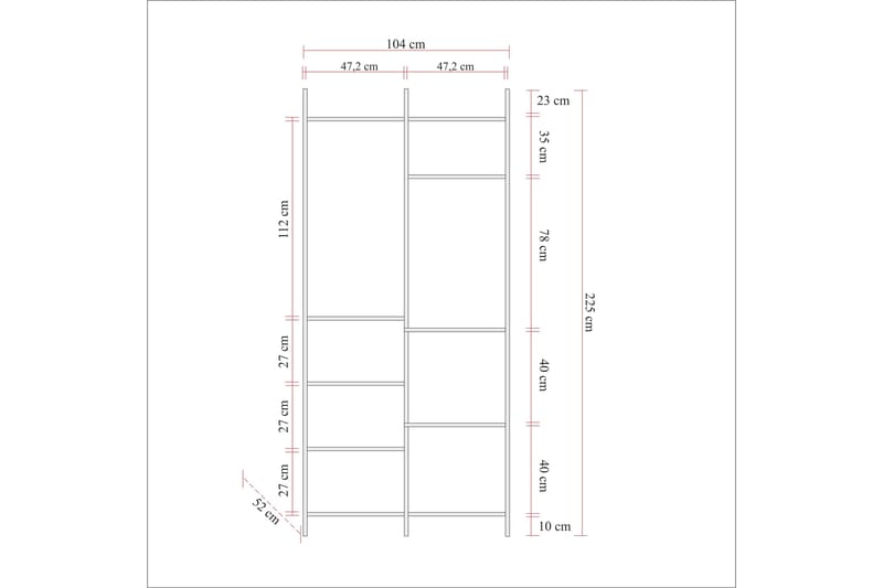 Collinner Garderobe 52x104 11 Hyller - Natur - Oppbevaring - Klesoppbevaring - Garderober & garderobesystem