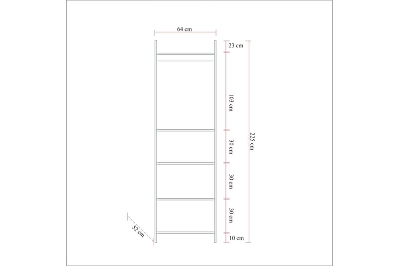 Collinner garderobeskap 52x64 med speil 4 skap - Natur - Garderober & garderobesystem - Garderobeskap & klesskap