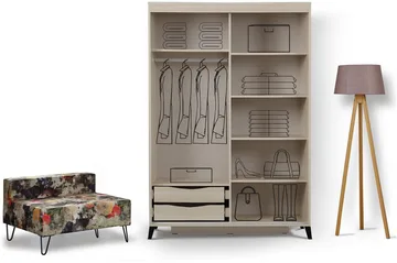 Comfortale Garderobe 120 cm i Tre med Glassdør - Beige - Oppbevaring - Klesoppbevaring - Garderober & garderobesystem