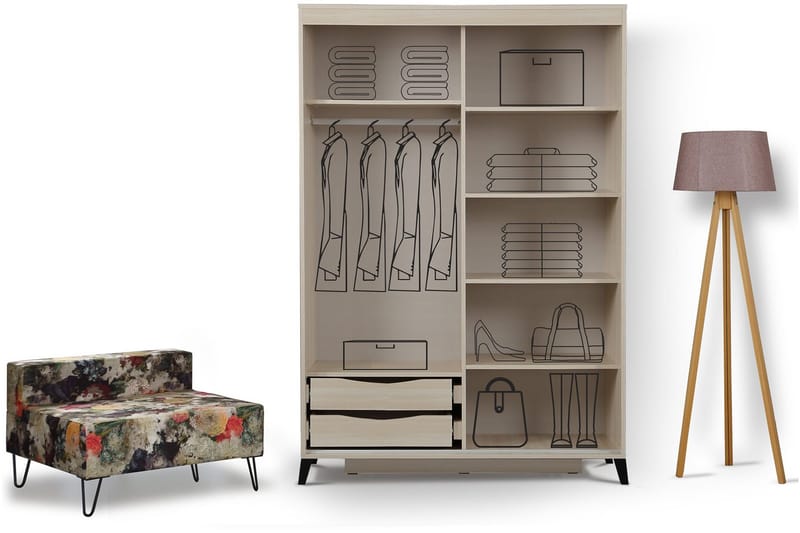 Comfortale Garderobe 120 cm i Tre med Glassdør - Beige - Oppbevaring - Klesoppbevaring - Garderober & garderobesystem